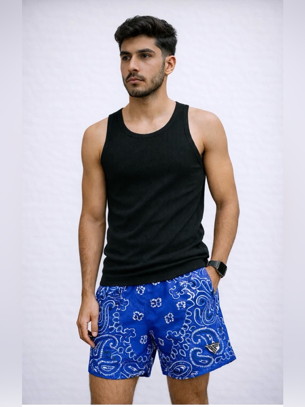 RF - Wear Men’s Mesh Blue Bandanna Shorts, Sz S